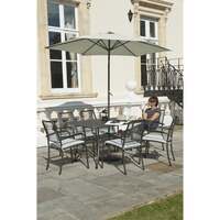 Alexander Rose Portofino 6 Seater Metal Garden Furniture Set with Rectangular Table & Armchairs, Set only