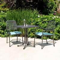 Alexander Rose Portofino Bistro 2 Seater Armchair Square Set, With Jade Cushions