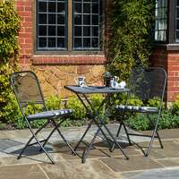 Alexander Rose Portofino Tea For Two Folding Set, With Charcoal Stripe Cushions