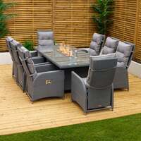 Bracken Outdoors Dakota 8 Seat Rectangular Rattan Garden Furniture Gas Fire Pit Set