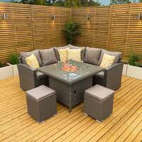 Bracken Outdoors Dakota Mini Rattan Corner Casual Dining Gas Fire Pit Garden Furniture Set