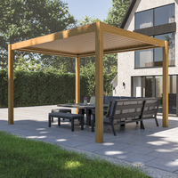 Bracken Outdoors Eclipse 3m x 4m Wood Effect Rectangular Motorised Garden Pergola with Lights