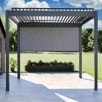 Bracken Outdoors Gemini 3m x 3m Square Grey Aluminium Garden Pergola with 3m Blind