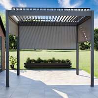 Bracken Outdoors Gemini 3m x 3m Square Grey Aluminium Garden Pergola with Three 3m Blinds