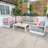 Bracken Outdoors Panama Warm Grey Aluminium Lounge Sofa Set with Coffee Table