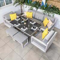 Bracken Outdoors Panama Warm Grey Aluminium Lounge Sofa Set with Height Adjustable Table