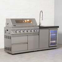 Draco Grills 6 Burner BBQ Modular Outdoor Kitchen with Sink and Fridge Unit, Mid October 2024 / With Granite Side Panels