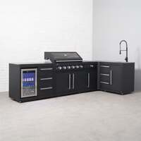 Draco Grills Fusion 6 Burner Black Outdoor Kitchen with Modular Side Burner, Single Fridge, Sink, 90 Degree Corner, End of November 2024