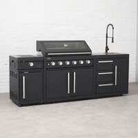 Draco Grills Fusion 6 Burner Black Outdoor Kitchen with Modular Side Burner and Sink, Beginning of September 2024