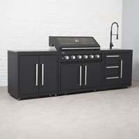 Draco Grills Fusion 6 Burner Black Outdoor Kitchen with Modular Sink and Double Cupboard, Beginning of September 2024