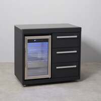 Draco Grills Fusion Outdoor Kitchen Black Fridge and 3 Drawer Cabinet with Sintered Stone Top, End of August 2024