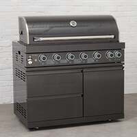 Draco Grills Outdoor Kitchen 6 Burner Black Stainless Steel Gas Barbecue