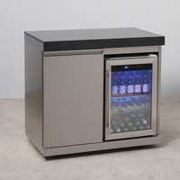 Draco Grills Outdoor Kitchen Stainless Steel Single Fridge Cabinet with Granite Top