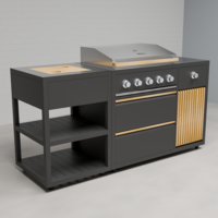 Draco Grills Scandic Line Modular Outdoor Kitchen with 5 Burner BBQ and Corner Unit, Kitchen only