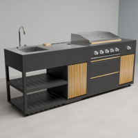 Draco Grills Scandic Line Modular Outdoor Kitchen with 5 Burner BBQ and Sink, Kitchen Only