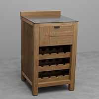 Draco Grills Teak Modular Outdoor Kitchen Wine Cabinet with Ceramic Top