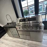 Ex Display Draco Grills 6 Burner Stainless Steel Outdoor Kitchen with Sink and Fridge Unit