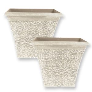 Pair Of Square April Planters - Powdered Beige (36Cm)