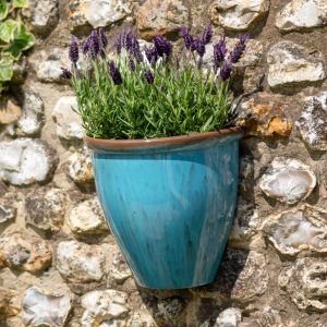 Running Glaze Aqua 23X25Cm Wall Pot Set Of 2