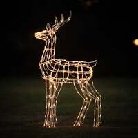 Christmas Reindeer Light - 1.2M White Wire Outdoor Light Up Stag with 230 Warm White and Multi LEDs