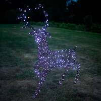 Christmas Reindeer Light - 1.4M Brown Wicker Outdoor Light Up Stag with 330 White LEDs