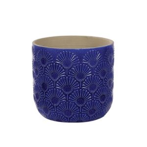 Deco glazed plant pot - cobalt blue