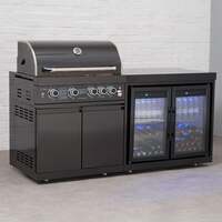 Draco Grills 4 Burner BBQ Black Stainless Steel Modular Outdoor Kitchen with Double Fridge, Early December 2024