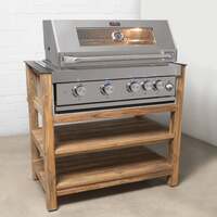 Draco Grills Teak Modular Outdoor Kitchen Barbecue Unit with 4 Burner Barbecue