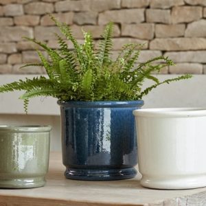 Glazed urn plant pot - blue