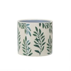 Leaf print plant pot - green