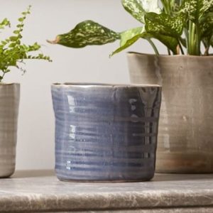 Wonky glazed plant pot - blue