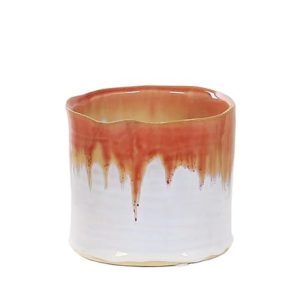 Wonky mini ombre plant pot - orange & white