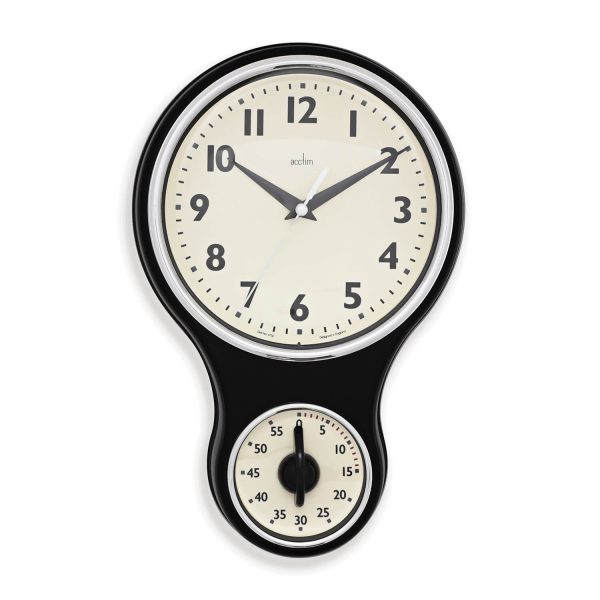 Acctim Kitchen Time Wall Clock Black 20Cm