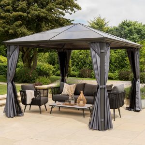 10' x 10' Garden Must Haves Runcton Grey Polycarbonate Garden Gazebo (3m x 3m)