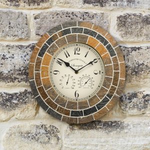 10In Stonegate Mosaic Clock & Thermometer