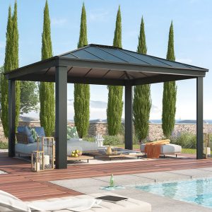 14' x 12' Palram Canopia Dallas 4300 Grey Garden Gazebo (4.26m x 3.64m)