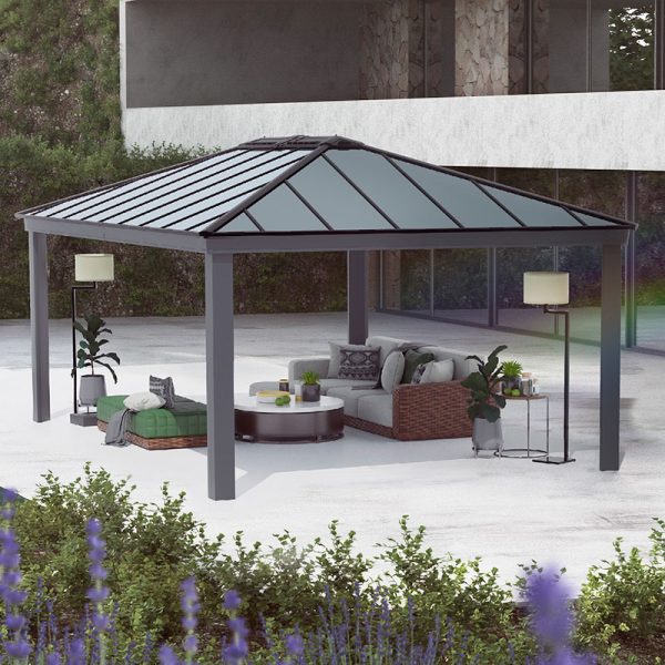 14' x 20' Palram Canopia Dallas Grey Garden Gazebo (4.22m x 6.06m)