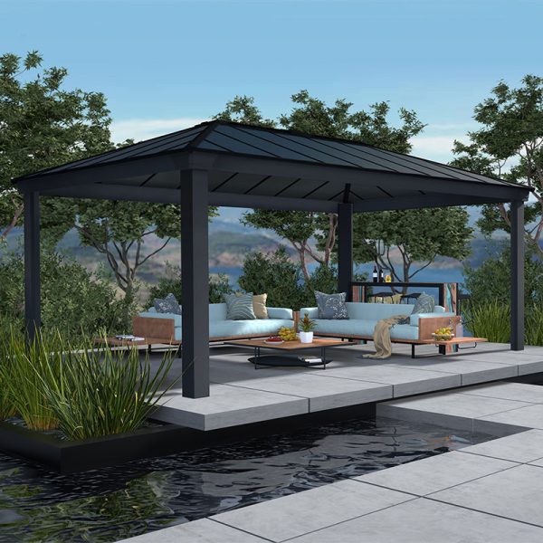 20' x 12' Palram Canopia Dallas 6100 Grey Garden Gazebo (6.12m x 3.64m)