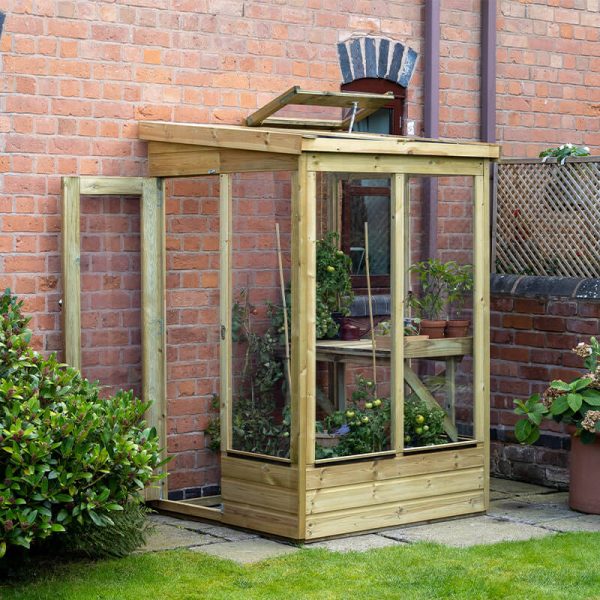 4' x 4' Forest Wallscape Lean To Greenhouse with Open Back (1.28m x 1.34m)