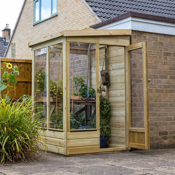 4' x 4' Forest Wallscape Lean To Greenhouse with Solid Back (1.28m x 1.34m)