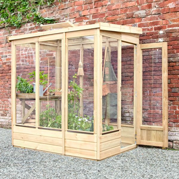 4' x 6' Forest Wallscape Lean To Greenhouse with Glazed Back (1.28m x 1.93m)