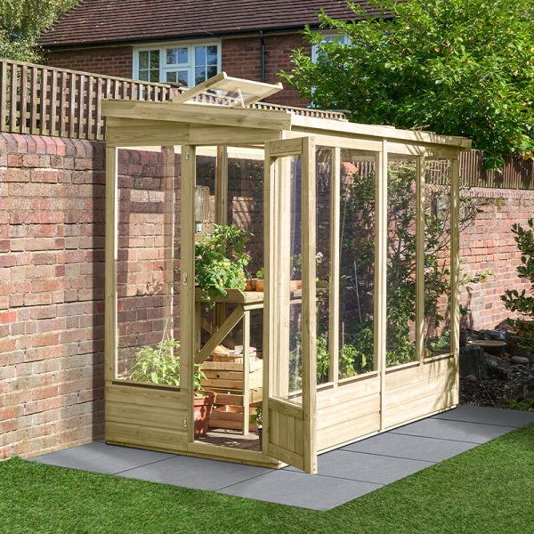 4' x 8' Forest Wallscape Lean To Greenhouse with Glazed Back (1.28m x 2.52m)