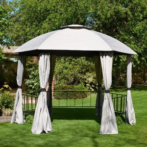 5'9 x 5'9 Glendale Big Hex Hexagonal Grey Garden Gazebo (1.75m x 1.75m)