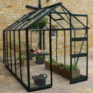 6' x 8' Halls Cotswold Burford Small Greenhouse in Black with Toughened Glass (1.94m x 2.56m)