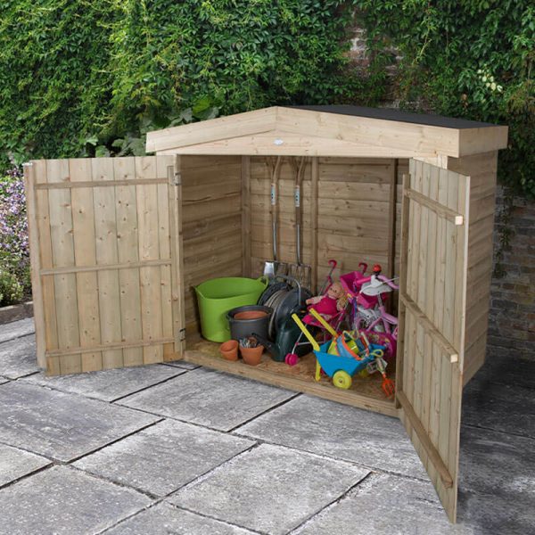 6'5 x 3' Forest Large Double Door Apex Wooden Garden Storage - Bike / Mower Outdoor Store (1.9m x 0.8m)