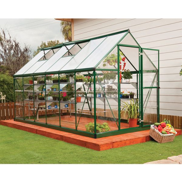 6'x12' Palram Canopia Hybrid Large Walk In Green Polycarbonate Greenhouse (1.8x3.6m)