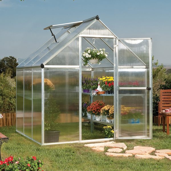 6'x6' Palram Canopia Mythos Small Silver Polycarbonate Greenhouse (1.8x1.8m)