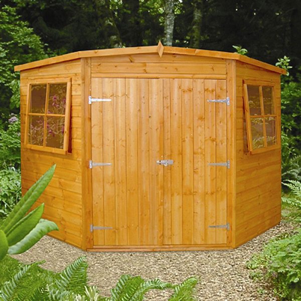 7'5 x 7'5 Shire Shiplap Wooden Corner Garden Shed (2.33m x 2.33m)