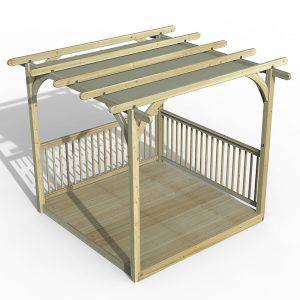 8' x 8' Forest Small Pergola Deck Kit with Retractable Canopy (2.4m x 2.4m)