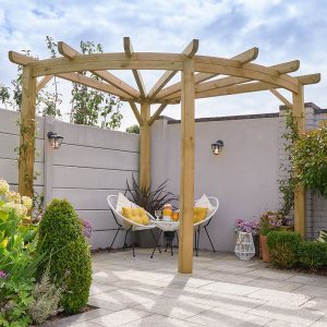 9' x 9' Forest Premium Radial Wooden Garden Corner Pergola (2.75m x 2.75m)